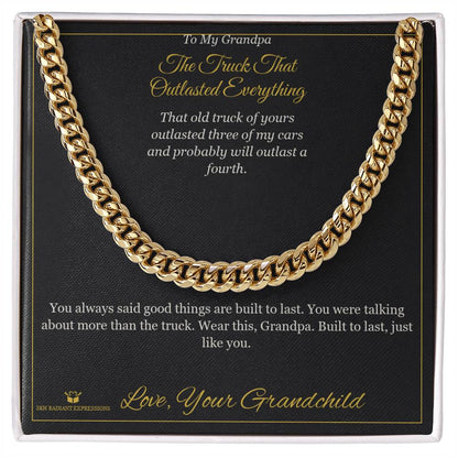 Engraved Cuban Link Chain with message for grandfather