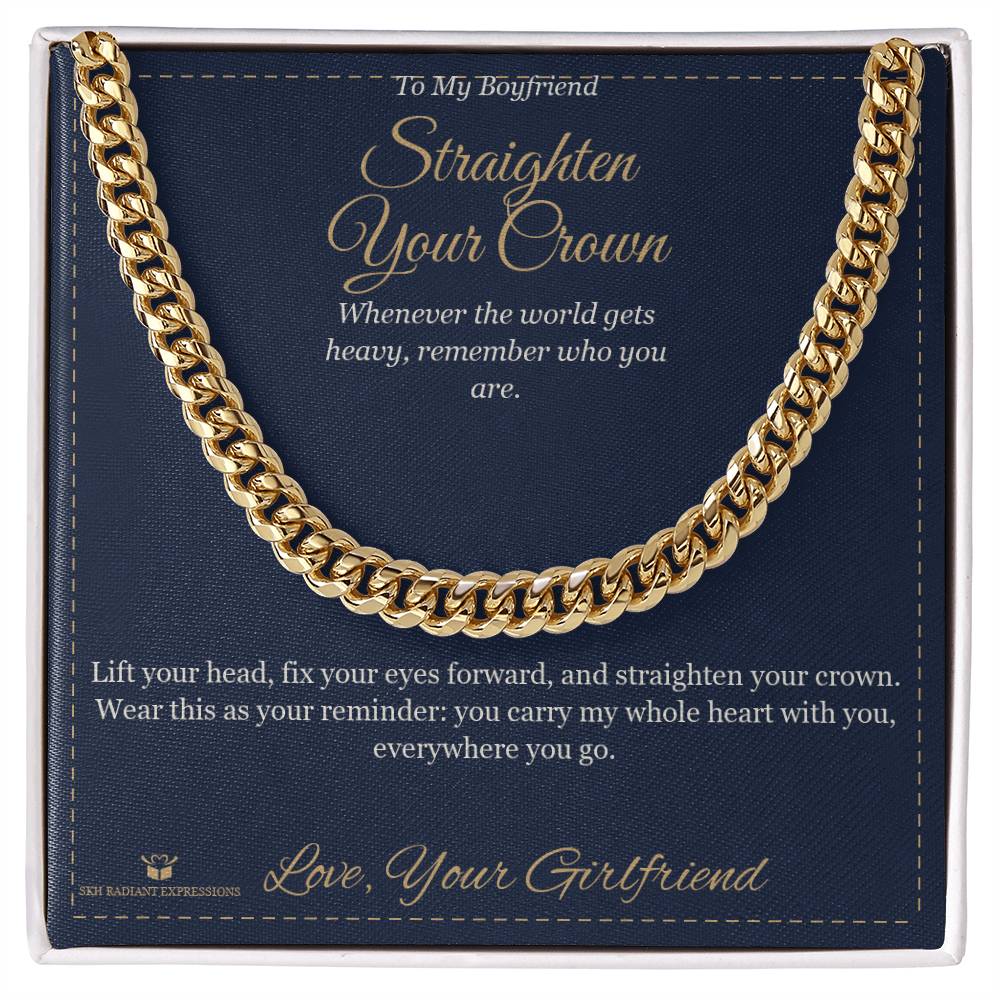 Engraved Cuban Link Chain with message for boyfriend