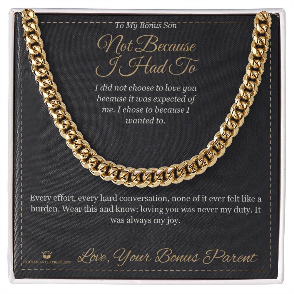 Engraved Cuban Link Chain with message for stepson