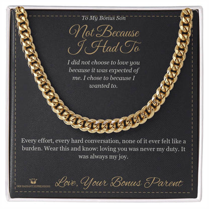 Engraved Cuban Link Chain with message for stepson