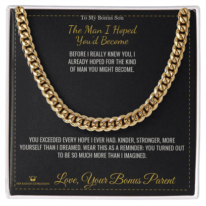 Engraved Cuban Link Chain with message for stepson