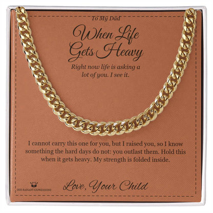 Engraved Cuban Link Chain with message for dad