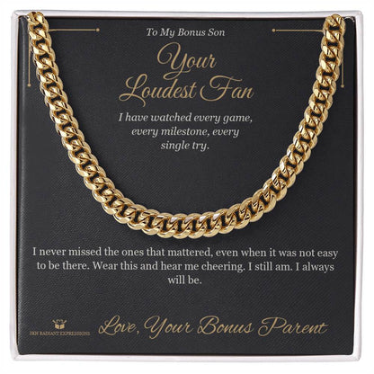 Engraved Cuban Link Chain with message for stepson