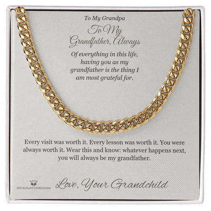 Custom name-personalized Cuban Link Chain gift for grandfather