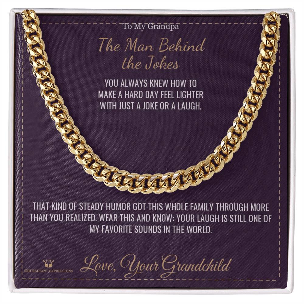 Engraved Cuban Link Chain with message for grandfather