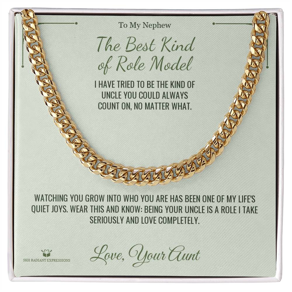 Engraved Cuban Link Chain with message for nephew