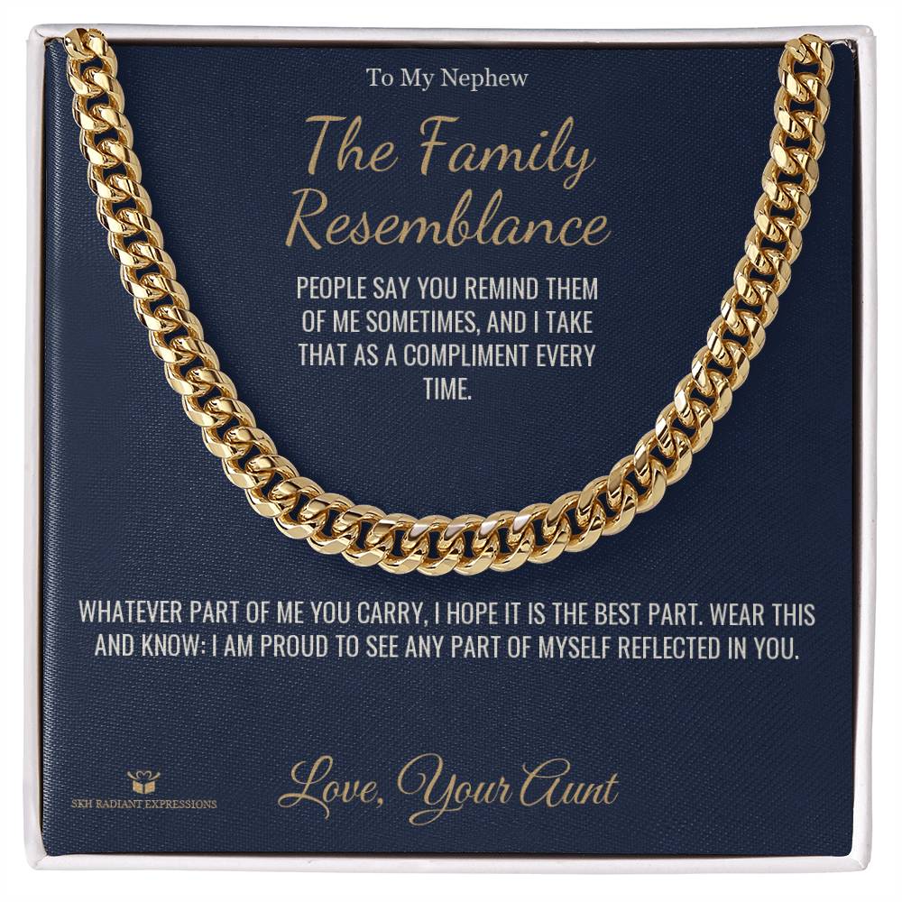 Engraved Cuban Link Chain with message for nephew