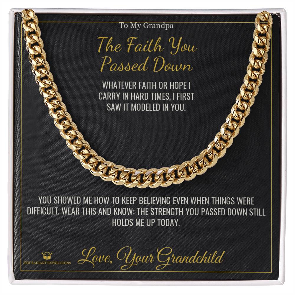 Engraved Cuban Link Chain with message for grandfather