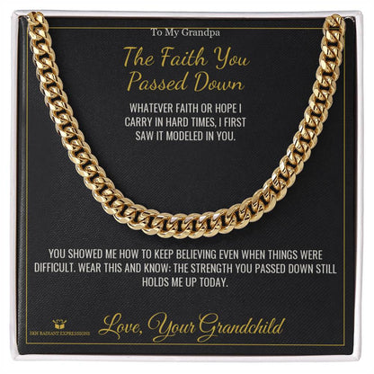 Engraved Cuban Link Chain with message for grandfather