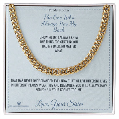 Cuban Link Chain engraved with your own words for brother