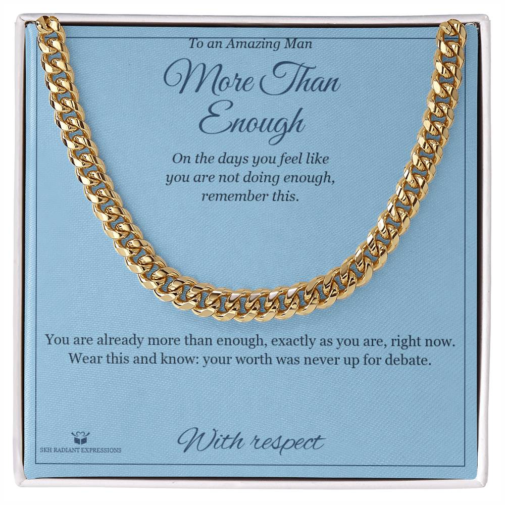 Engraved Cuban Link Chain with message for brother