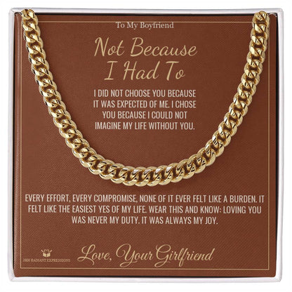 Engraved Cuban Link Chain with message for brother