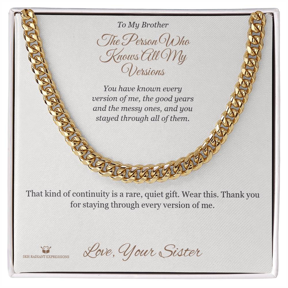 Cuban Link Chain engraved with your own words for brother