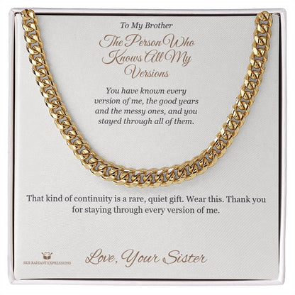 Cuban Link Chain engraved with your own words for brother