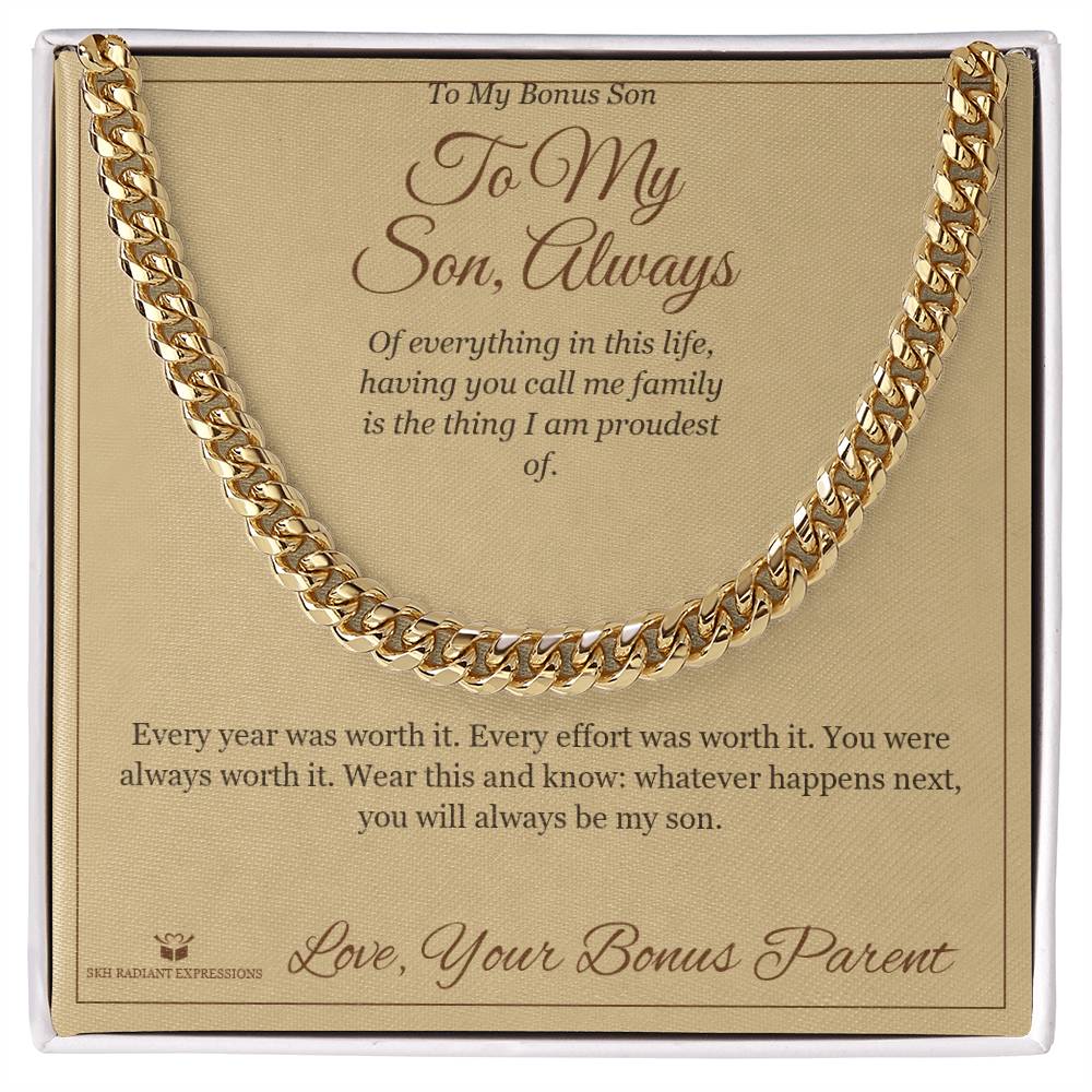 Engraved Cuban Link Chain with message for brother