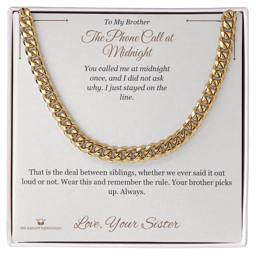 Cuban Link Chain gift for brother from Sister