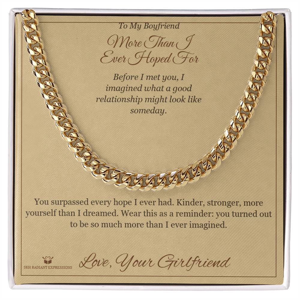 Engraved Cuban Link Chain with message for brother