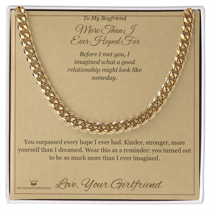 Engraved Cuban Link Chain with message for brother