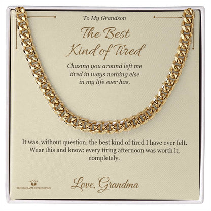 Cuban Link Chain engraved with your own words for grandson