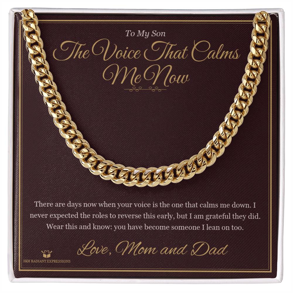 The Voice That Calms Me Now - Cuban Link Chain for Grandson - personalized keepsake gift from SKH Radiant Expressions