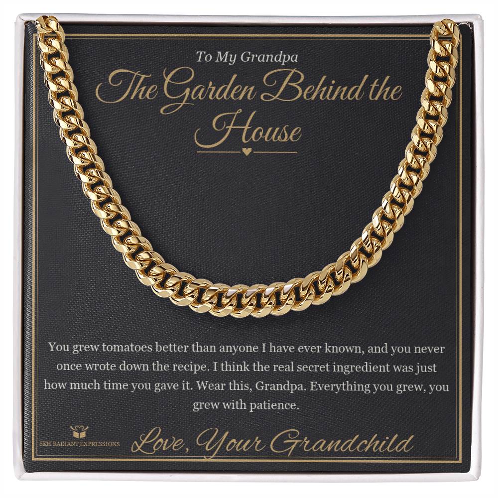 The Garden Behind the House - Cuban Link Chain for Grandfather - personalized keepsake gift from SKH Radiant Expressions
