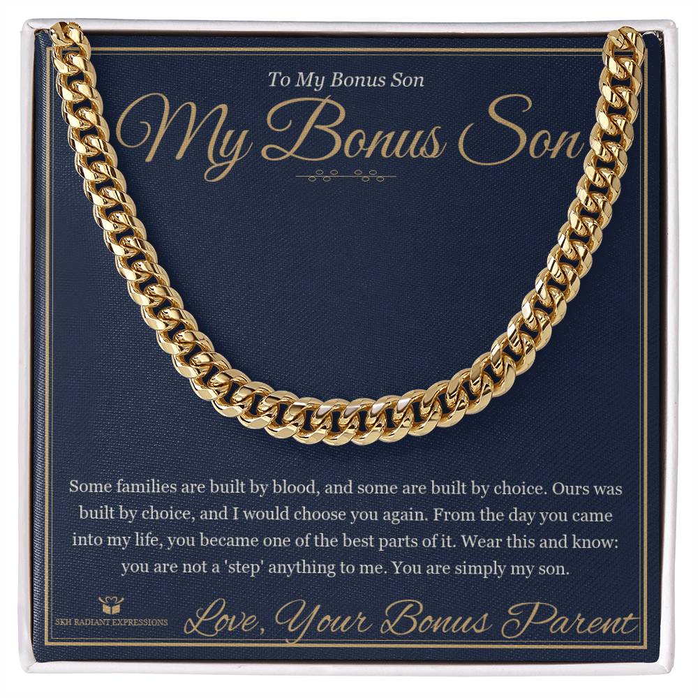 My Bonus Son - Cuban Link Chain for Stepson - personalized keepsake gift from SKH Radiant Expressions