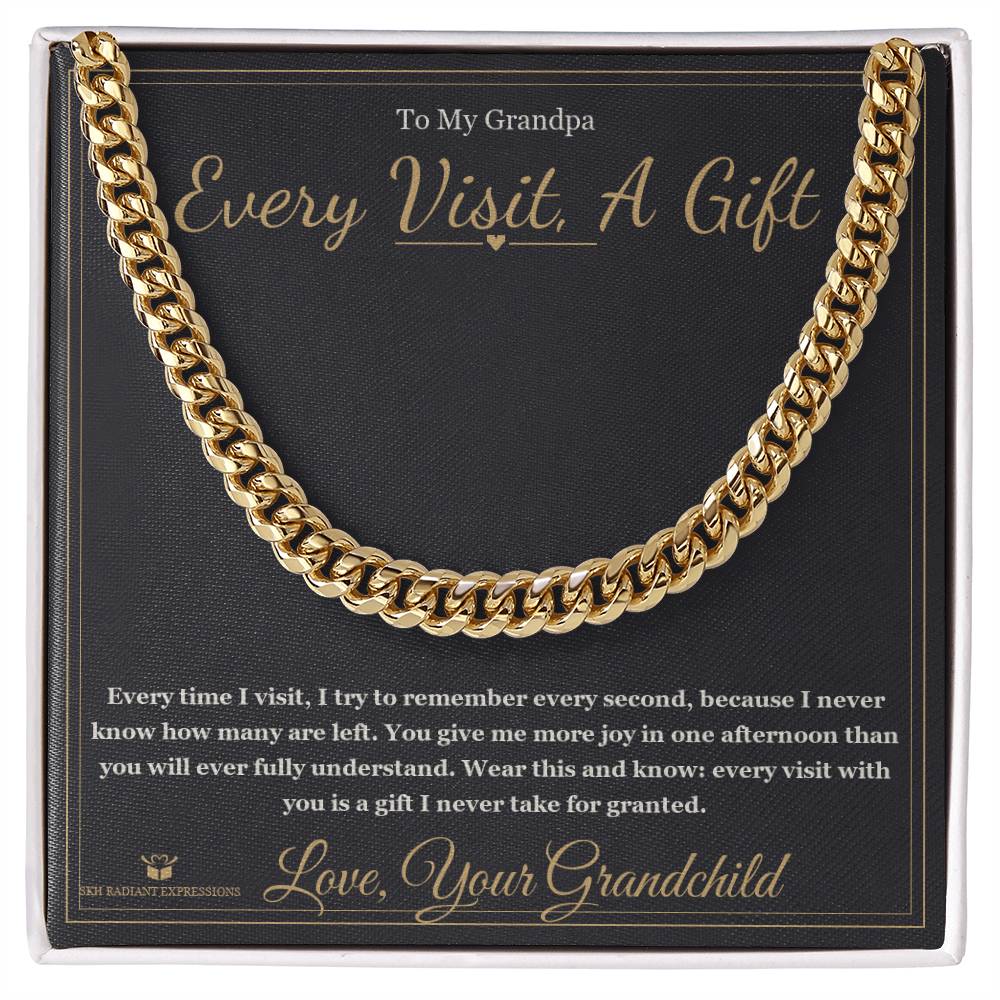 Every Visit, A Gift - Cuban Link Chain for Grandfather - personalized keepsake gift from SKH Radiant Expressions