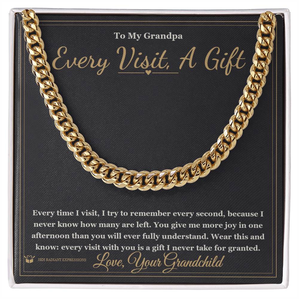 Every Visit, A Gift - Cuban Link Chain for Grandfather - personalized keepsake gift from SKH Radiant Expressions
