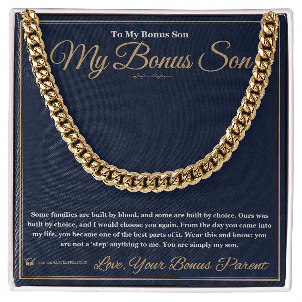 My Bonus Son - Cuban Link Chain for Stepson - personalized keepsake gift from SKH Radiant Expressions