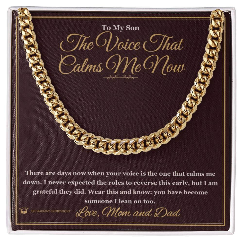 The Voice That Calms Me Now - Cuban Link Chain for Grandson - personalized keepsake gift from SKH Radiant Expressions