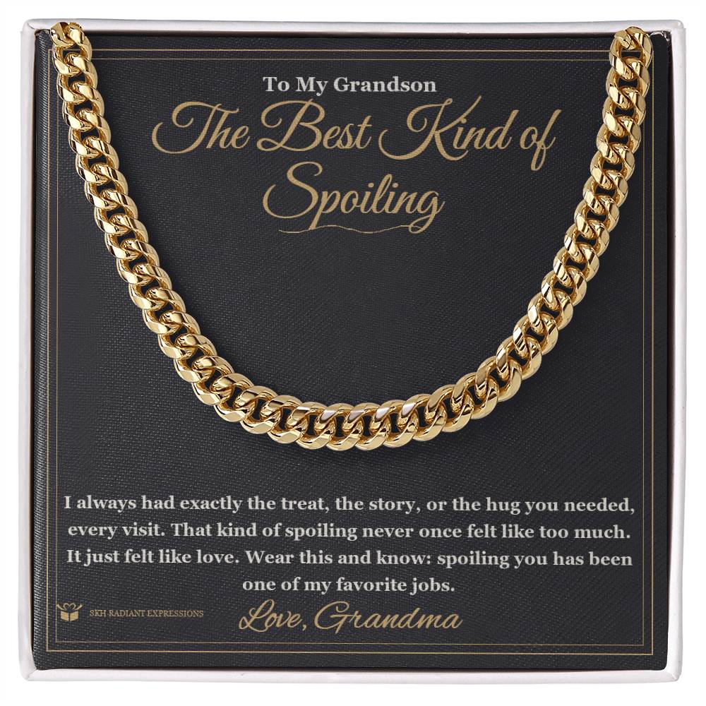 The Best Kind of Spoiling - Cuban Link Chain for Grandson - personalized keepsake gift from SKH Radiant Expressions