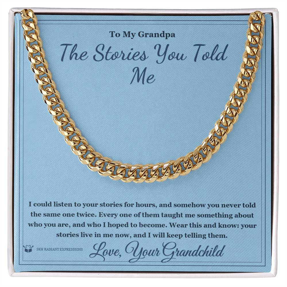 Cuban Link Chain with personalized message card for grandfather