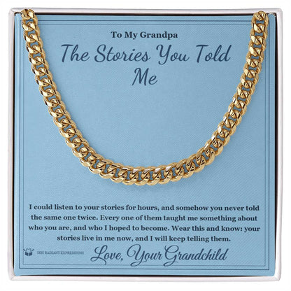 Cuban Link Chain with personalized message card for grandfather