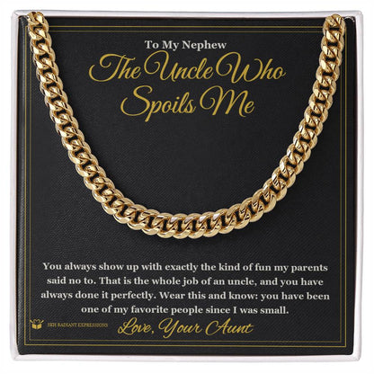 Cuban Link Chain with personalized message card for nephew