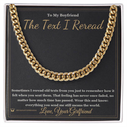 Cuban Link Chain with personalized message card for boyfriend