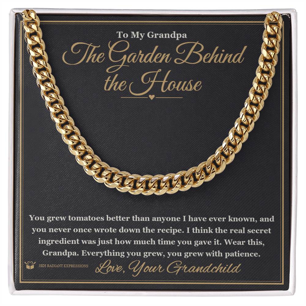 Cuban Link Chain with personalized message card for grandfather