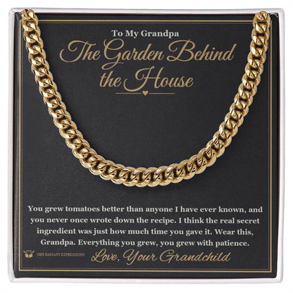 Cuban Link Chain with personalized message card for grandfather