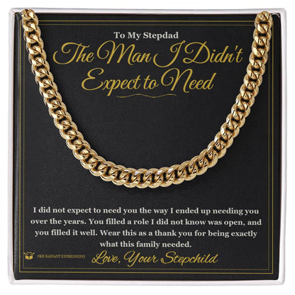 Cuban Link Chain with personalized message card for stepdad