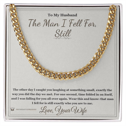 Engraved Cuban Link Chain with message for husband