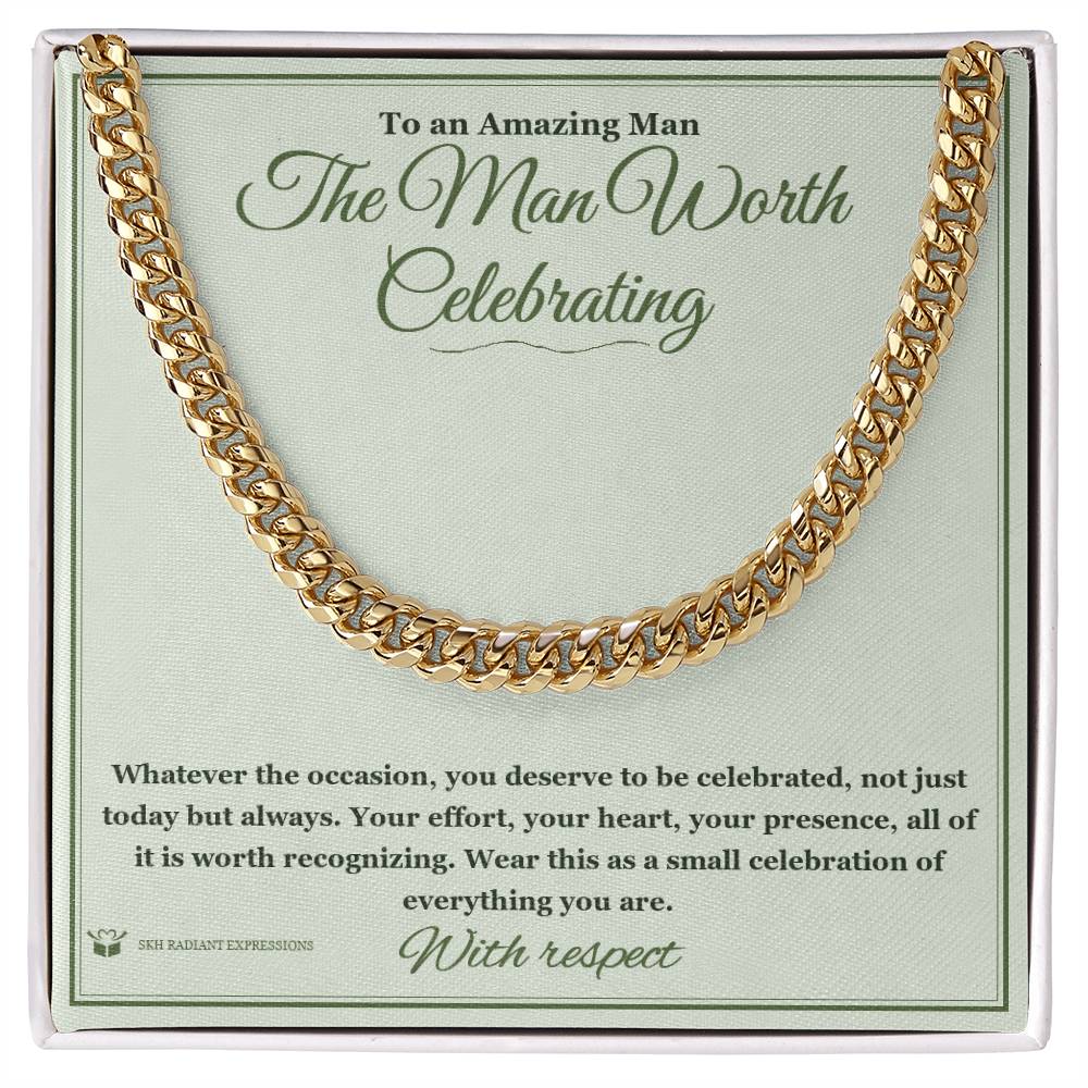 Cuban Link Chain with personalized message card for brother