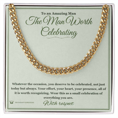 Cuban Link Chain with personalized message card for brother