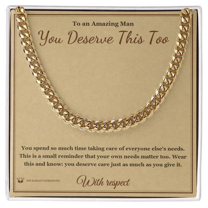 Cuban Link Chain with personalized message card for brother