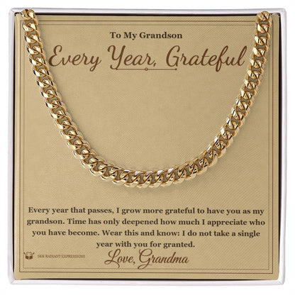 Engraved Cuban Link Chain with message for grandson
