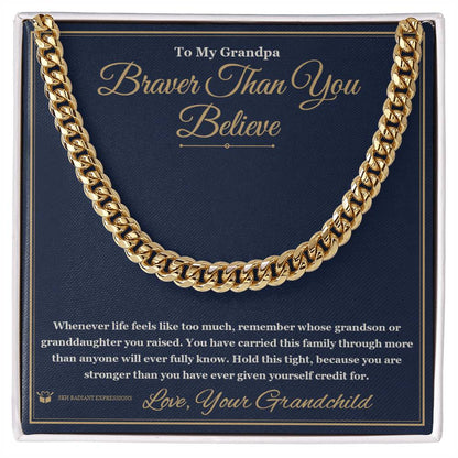 Cuban Link Chain with personalized message card for grandfather