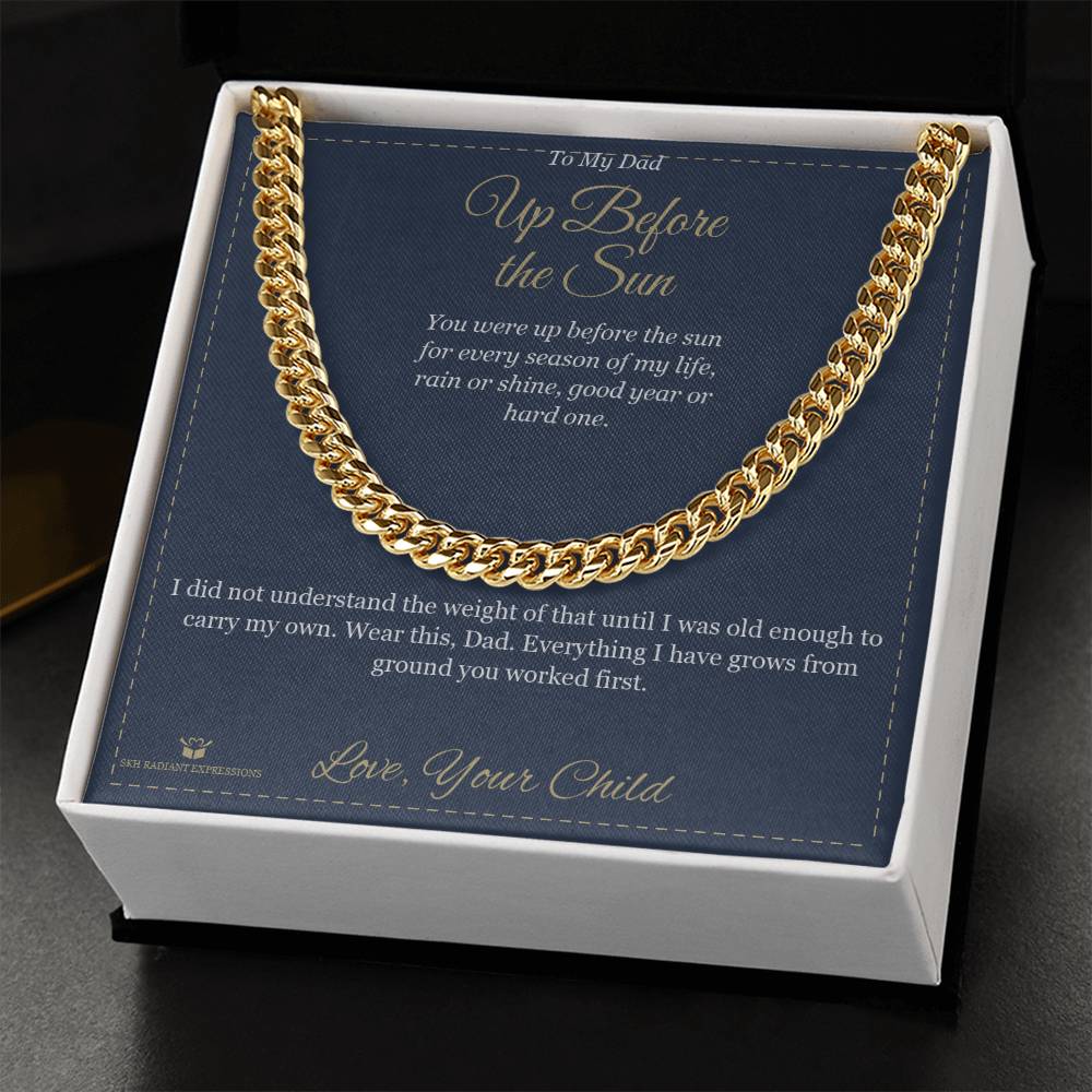 Engraved Cuban Link Chain with message for dad