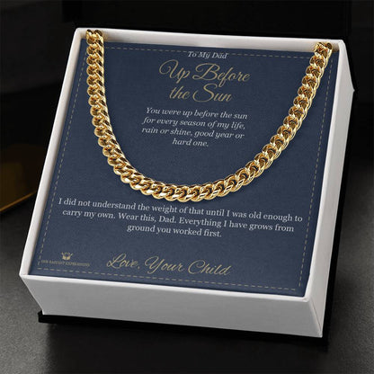 Engraved Cuban Link Chain with message for dad