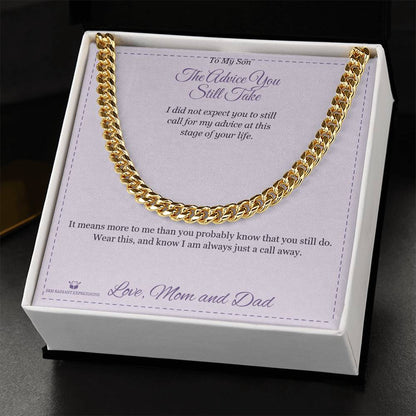 Cuban Link Chain engraved with your own words for son
