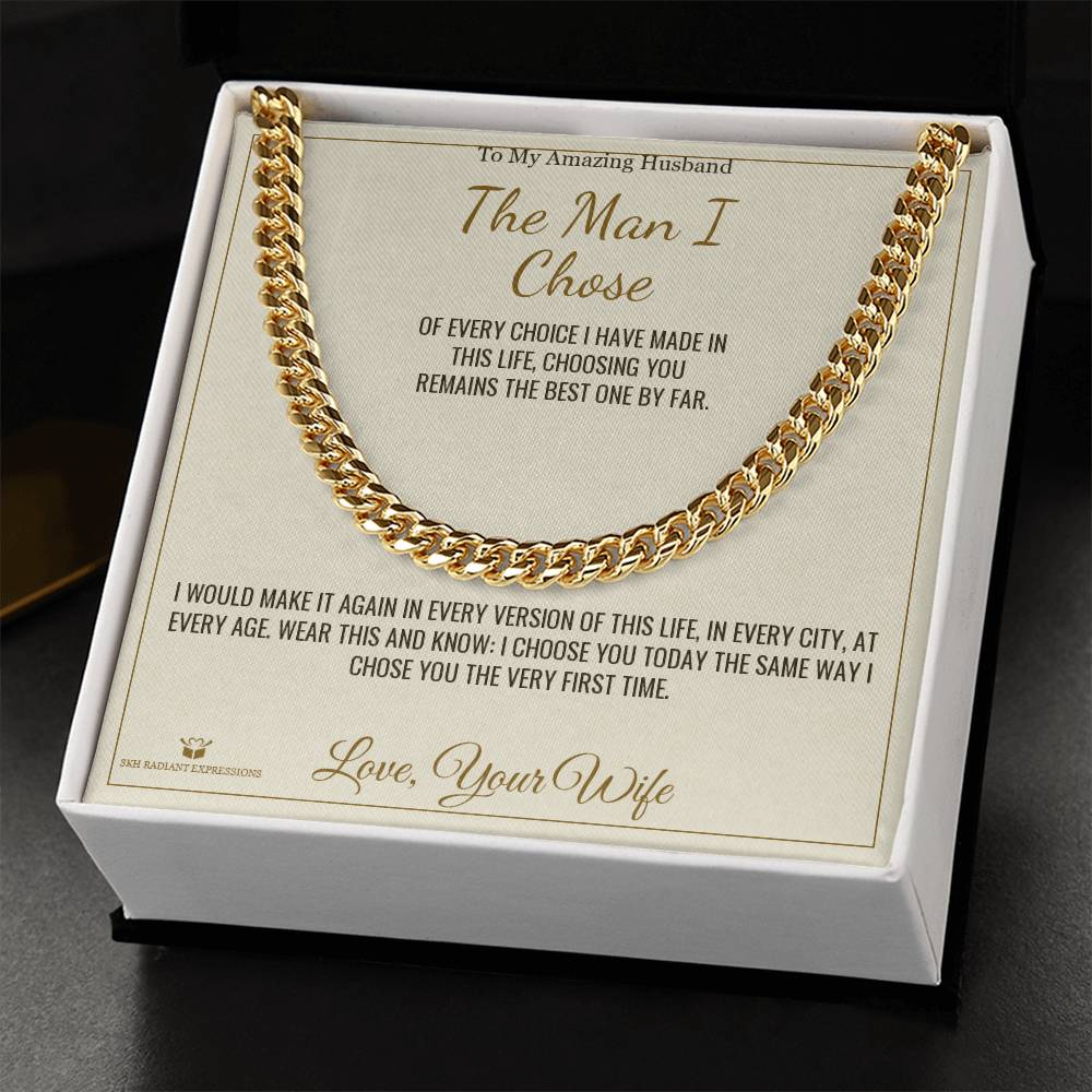 Cuban Link Chain engraved with your own words for husband