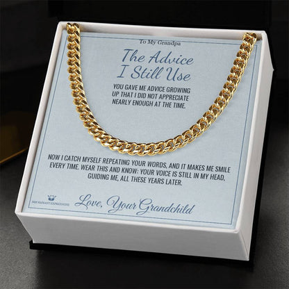 Engraved Cuban Link Chain with message for grandfather