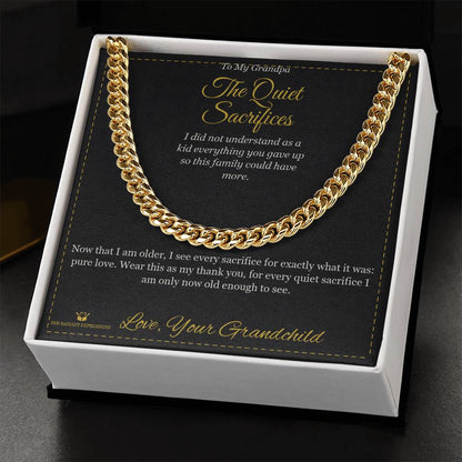 Engraved Cuban Link Chain with message for grandfather